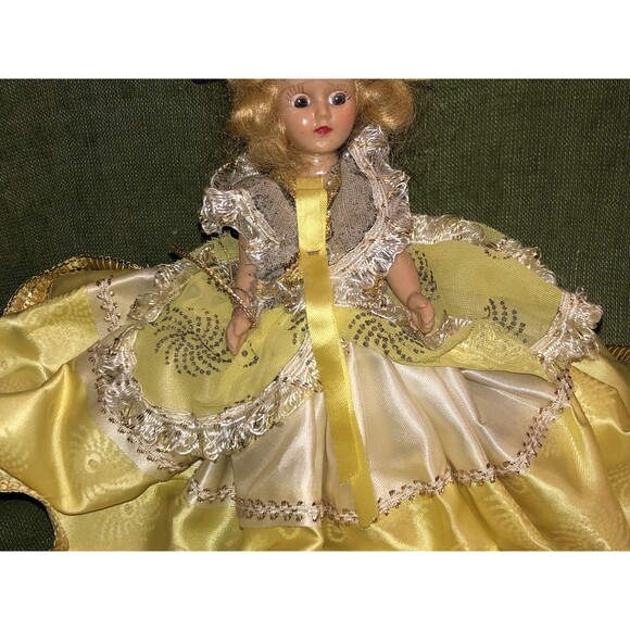 1940's Doll with Dress Nancy Lee Yellow Handmade Beautiful Dress Blonde - Picture 2 of 8